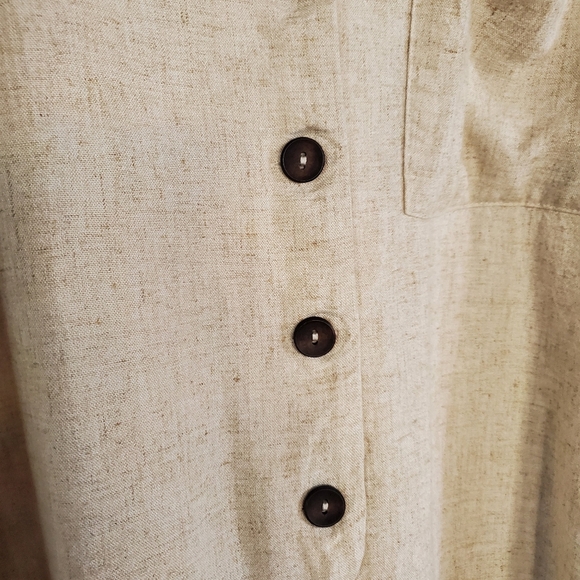 Miou Muse Sleeveless Linen Blend Romper Button Front Loose Fit Pocket Medium Tan - Picture 5 of 11